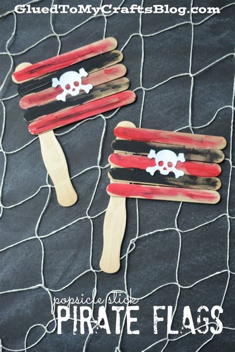 Popsicle Stick Pirate Flags | Pirate crafts, Pirate activities, Crafts