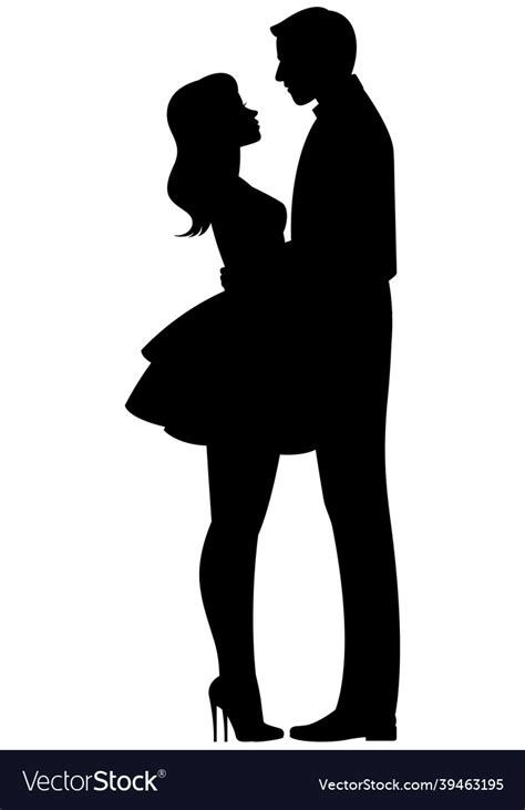 Loving couple man and woman hugging silhouette Vector Image