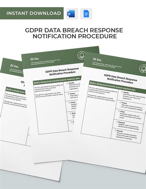 GDPR Data Breach Response Notification Procedure Template in Word ...