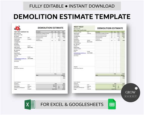 Demolition Estimate Template