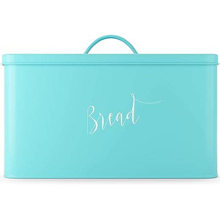Amazon.com: Vintage Bread Box for Kitchen Countertop, E-far Turquoise Metal Bread Storage ...