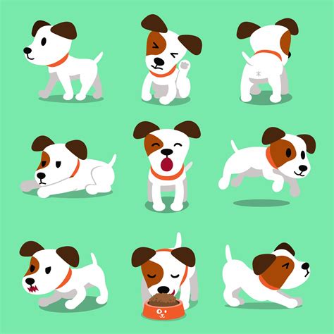 personaje de dibujos animados jack russell terrier poses de perro ...