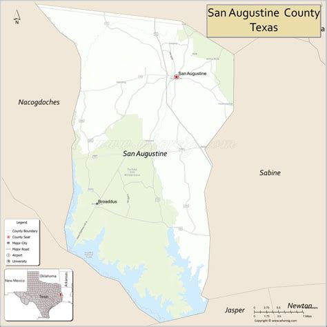 San Augustine County Map, Texas - Where is Located, Cities, Population, Highways & Facts