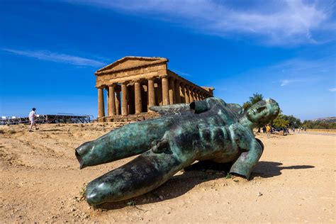 Statue of Icarus, Valley of the temples, Agrigento, Sicily, Italy