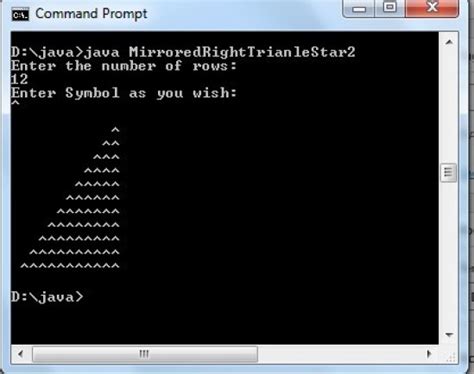 Java Mirrored Right Triangle Star Pattern Program - Code for Java c