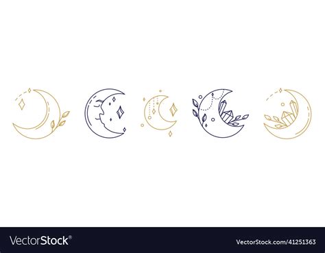 Magical symbols set moon esoteric boho mystical Vector Image