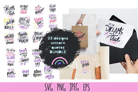 23 Unicorn quotes bundle | Animal Illustrations ~ Creative Market