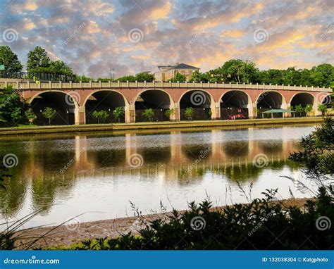 Bridge Over the Raritan River Stock Photo - Image of trees, america ...