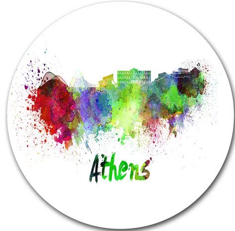 Athens Skyline, Cityscape Round Wall Art, Disc of 11 inch ...