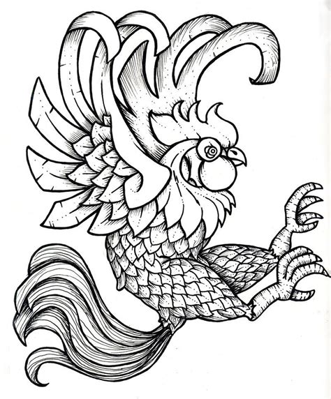 Rooster Printable Black and White | Black Rooster by ~Cubos on deviantART | Coloring Pages/Line ...