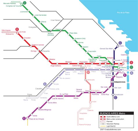 Buenos Aires Metro Map (subway) - Mapsof.Net