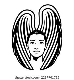 Black White Male Angel Wings Retro Stock Vector (Royalty Free ...