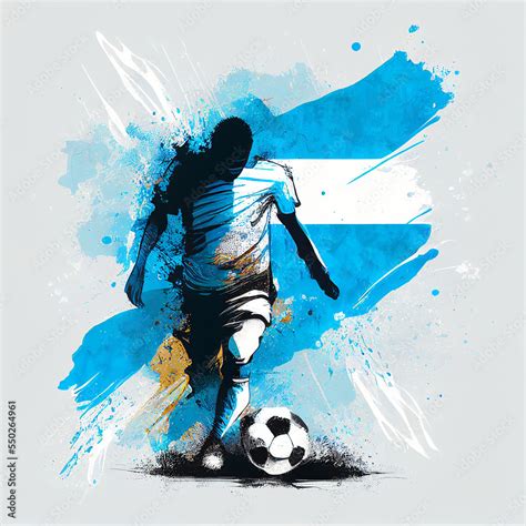 Argentina national football player. Argentinian soccer team. Argentina soccer poster. Abstract ...