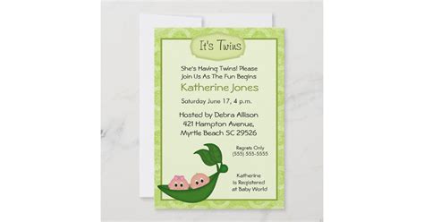 Fraternal Twins Baby Shower Invitation | Zazzle