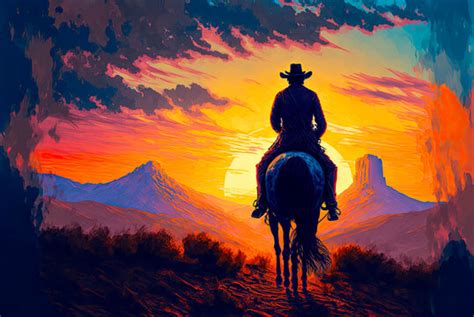 Cowboy Sunset Clip Art