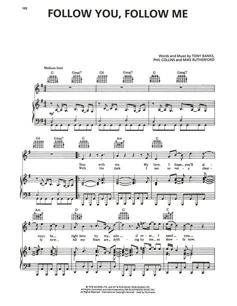 Genesis "Follow You, Follow Me" Sheet Music | Download Printable Rock ...