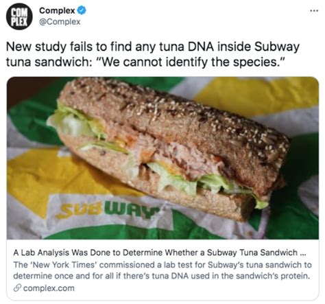 Subway is getting ROASTED after a study found no tuna in their tuna (28 ...