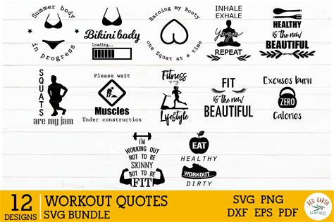 Motivational workout gym quotes cut file in SVG format (237504) | Cut ...