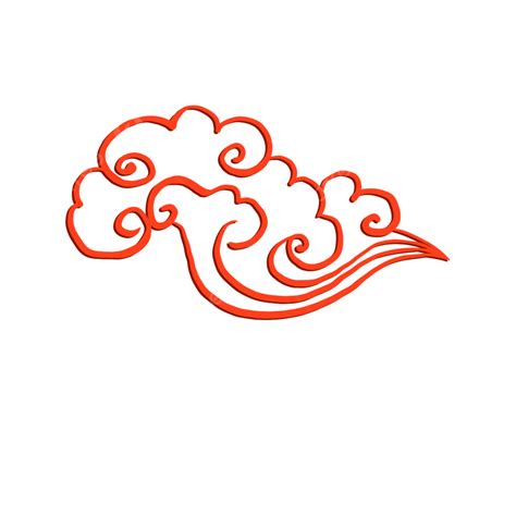 Auspicious Clouds Hd Transparent, Red Line Drawing Auspicious Clouds, Cloud Drawing, Wing ...