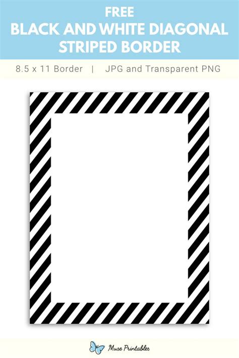 Free Printable Black And White Diagonal Striped Border | Borders for paper, Printable border, Border