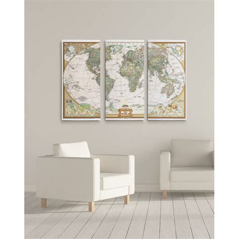 Three Posts™ National Geographic World Map - 3 Piece Graphic Art on ...