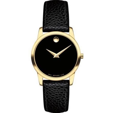 Movado Museum Classic Black Dial Black Leather Women's Watch 0607016