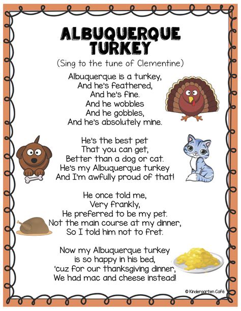 Thanksgiving Activity: Albuquerque Turkey Song and Worksheet by Teach Simple