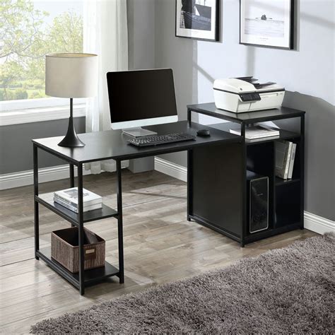 Home Office Computer Desk with Storage Shelf ,CPU Storage Space and Printer Stand, Writing PC ...