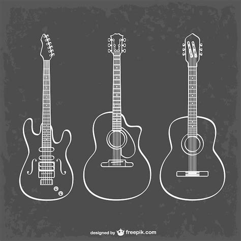 Premium Vector | Guitar line art illustration