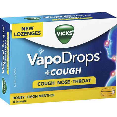 Vicks Vapodrop & Cough Sore Throat Lozenges Honey Lemon 36 Pack | Woolworths