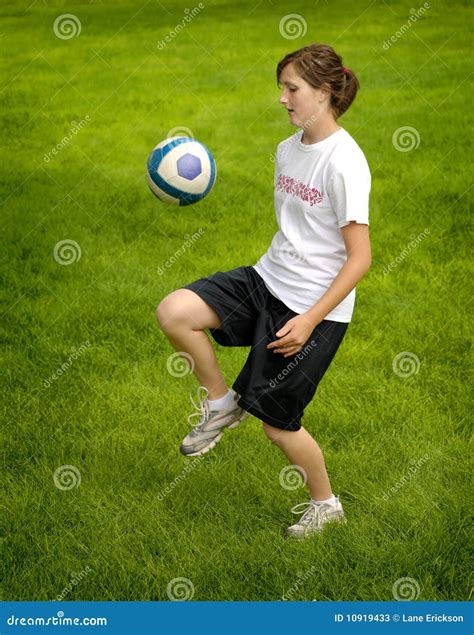 Girl Soccer Player stock image. Image of exercise, grass - 10919433