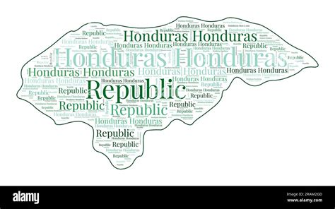 Honduras shape filled with country name in many languages. Honduras map ...