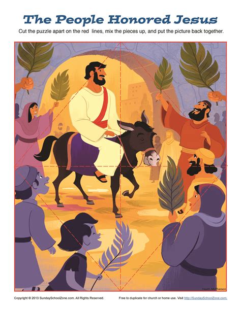 Printable Palm Sunday Jigsaw Puzzle on Sunday School Zone | Palm sunday ...