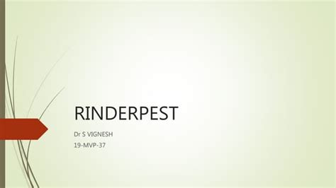 Rinderpest | PPT