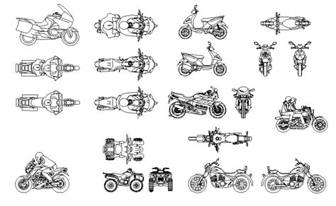 Motor bike elevation plan layout file - Cadbull