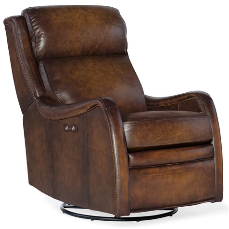 Hooker Furniture Stark Leather Power Swivel Glider Recliner | Howell Furniture | Recliners