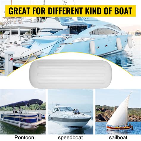 4 NEW RIBBED BOAT FENDERS 10" x 28" WHITE CENTER HOLE BUMPERS MOORING PROTECTION | VEVOR US