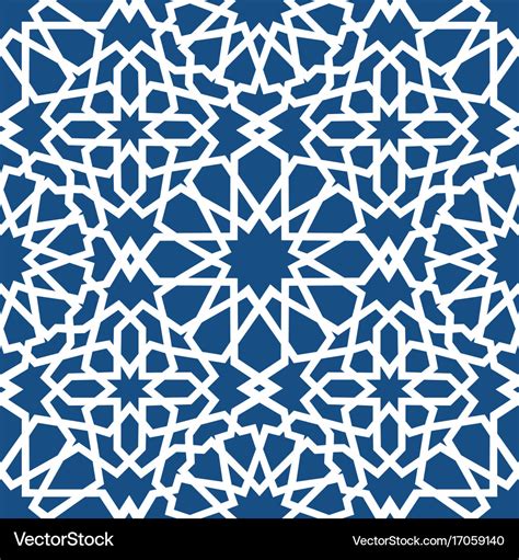 Blue islamic pattern seamless arabic geometric Vector Image