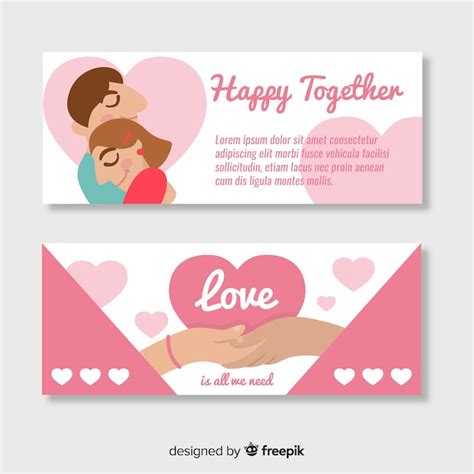 Free Vector | Couple valentine's day banner template