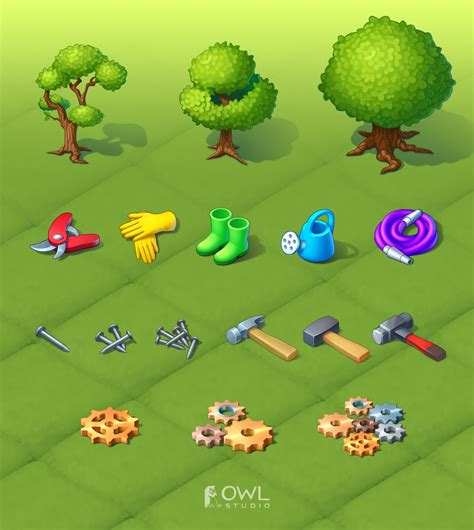 ArtStation - Merge Game - Objects & Props - Part 1 Prop Design, Game Design, Game 2d, Garden ...