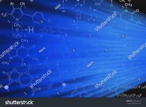 Multiple Chemistry Formulas On Blue Background Stock Illustration ...