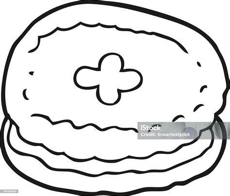 Black And White Cartoon Biscuit Stock Illustration - Download Image Now ...