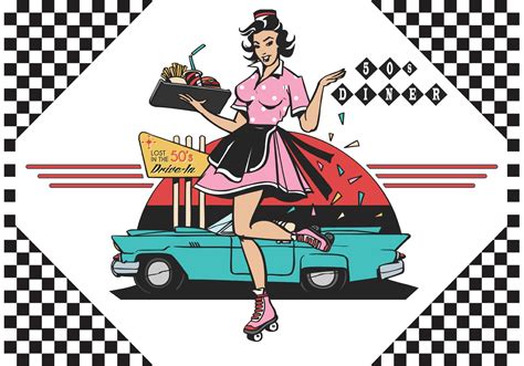 Free 50's Drive In Diner Vector Ilustration - Download Free Vector Art, Stock Graphics & Images