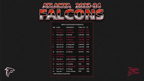 2023-2024 Atlanta Falcons Wallpaper Schedule