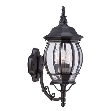 Hampton Bay 3-Light Black Outdoor Wall Mount Lantern-HB7028-05 - The ...