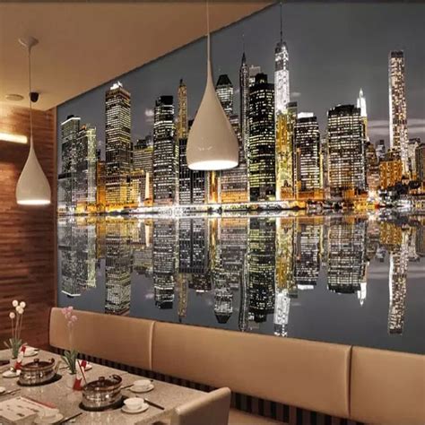 Custom Wallpaper Mural City Night View Large Wall Painting | BVM Home