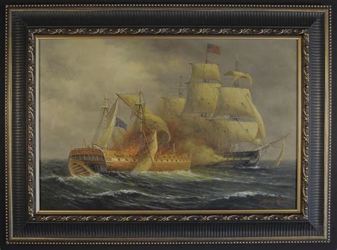 "USS Constitution vs HMS Guerriere" Oil on Board by James Hardy III | #1797030752