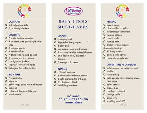 List Of Baby Items | Examples and Forms