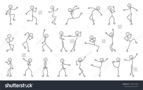 Dancing People Freehand Drawing Sketch Stick Stock Illustration 1437877280 | Shutterstock