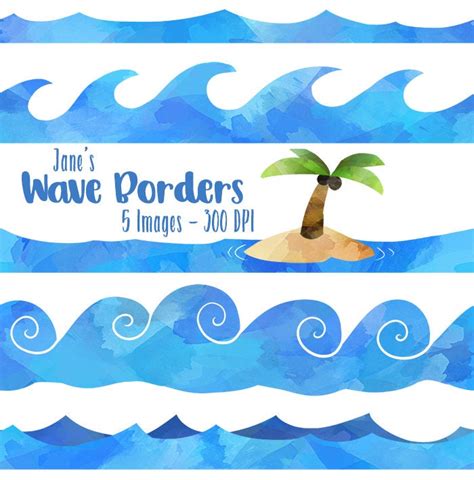 Wave Borders Clipart Watercolor Waves Clipart Ocean Waves - Etsy